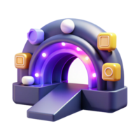 3D Render of Illuminated Archway with Platform png