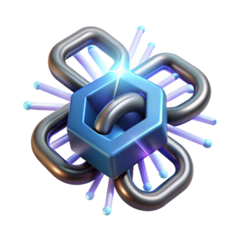 incastro esagono e link 3d astratto design png