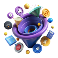 Data Visualization Abstract 3D Funnel Chart Design png