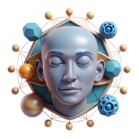 Mindfulness, Geometry, and Serenity A 3D Abstract Artwork png