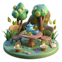 Tea Time in a Whimsical Garden png