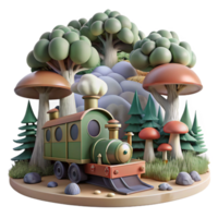 Whimsical Train Journey Through a Fantasy Forest png