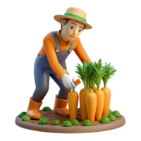 Harvesting Carrots A Farmer s 3D Render png