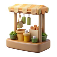 3D Render of a Street Food Cart with Snacks and Goods png