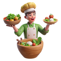 Chef Preparing Fresh Salad Healthy Recipe png