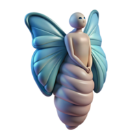 Serene Butterfly Being 3D Render of Abstract Creature png