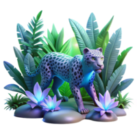 Jungle Cat in Vibrant Tropical Setting png