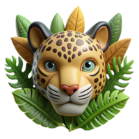 Cute Leopard Jungle Avatar, 3D Render png