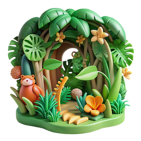 3D Render Lush Jungle Canopy with Hidden Path png