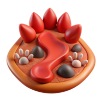 3D Render of Abstract Foot-Shaped Design with Pebbles and Paws png