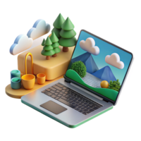 computador portátil exibindo cênico natureza Visão png