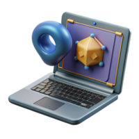 3D Modeling Software Laptop, Geometric Shapes, Digital Design png
