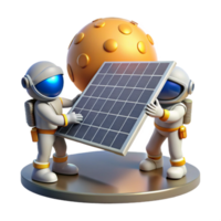 Astronauts Deploying Solar Panel on Moon png