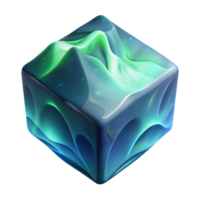 Abstract Cube Fluid, Teal, Green, 3D, Shiny, Glossy, Waves, Render, Digital Art, Texture png