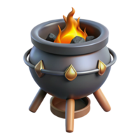 3D Render of a Burning Cauldron png