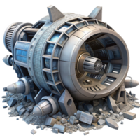 Cratered Spaceship Futuristic Engine Wreckage png