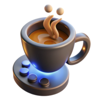 Gaming Coffee Cup 3D Render of Steaming Coffee on a Controller png