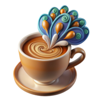 Whimsical Coffee Creamy Swirl Artistic Design png