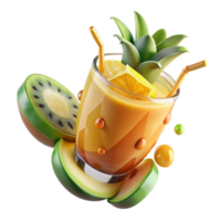 Tropical Fruit Smoothie Refreshing Kiwi, Pineapple, Orange Blend png
