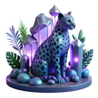 Serene Leopard in a Crystal Garden png