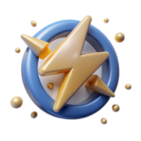 Fast Energy Symbol 3D Render of Lightning Bolt png