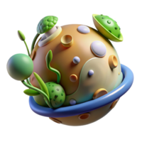 Whimsical 3D Planet Abstract Flora Fauna png