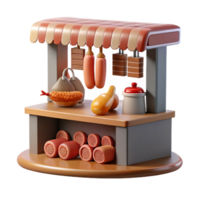 3D Render of a Charming Food Cart png