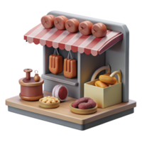 3D Render of a Street Food Stall png