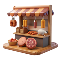 3D Render of a Charming Sausage Stand png
