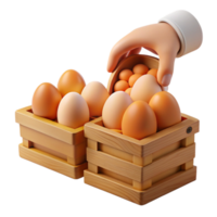 Fresh Eggs in Wooden Crates Farm to Table png
