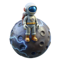 Astronaut on Moon 3D Render of Space Exploration png