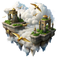 Floating Islands Birds, Architecture, and Clouds png