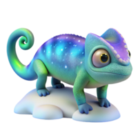 Cosmic Chameleon 3D Render of a Fantasy Reptile png