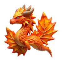 Autumn Dragon 3D Render of a Mythical Creature png