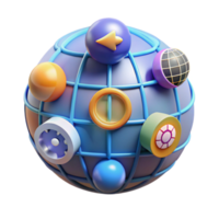 Global Network Interconnected Colorful Icons png