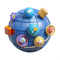 Global Network of Interactive 3D Icons png