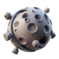 Cratered Celestial Body 3D Render of a Moon-like Object png