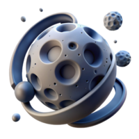 Abstract 3D Sphere with Orbiting Elements png