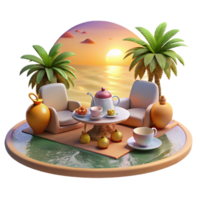 Sunset Tea Party on Tropical Island png