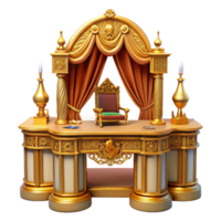 Ornate Gold Desk with Throne Chair png