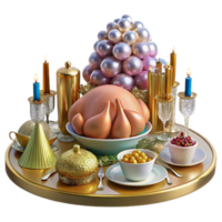 Festive Holiday Table Setting with Roasted Bird png