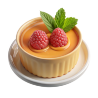 Creamy Caramel Dessert with Raspberries png