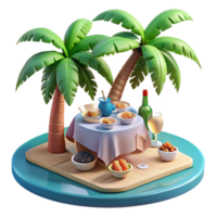Tropical Island Feast A 3D Render of a Delicious Meal png