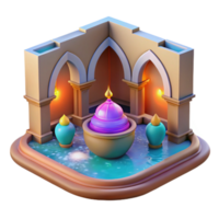 3D Render Isometric View of Architectural Fountain png