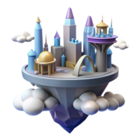 Floating City 3D Render of Whimsical Island Metropolis png