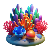 Vibrant 3D Render of Colorful Coral Reef png