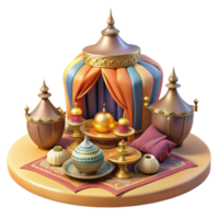 Enchanted Arabian Decor 3D Render of Mystical Scene png