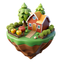 Charming Cottage on Floating Island with Pumpkins png
