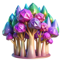 Enchanted Crystal Forest A 3D Render of Iridescent Trees png