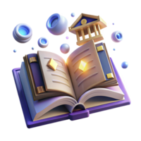 Open Book, Bank, Knowledge, Learning, Education, Finance, Wisdom, 3D Render, Gems, Abstract png